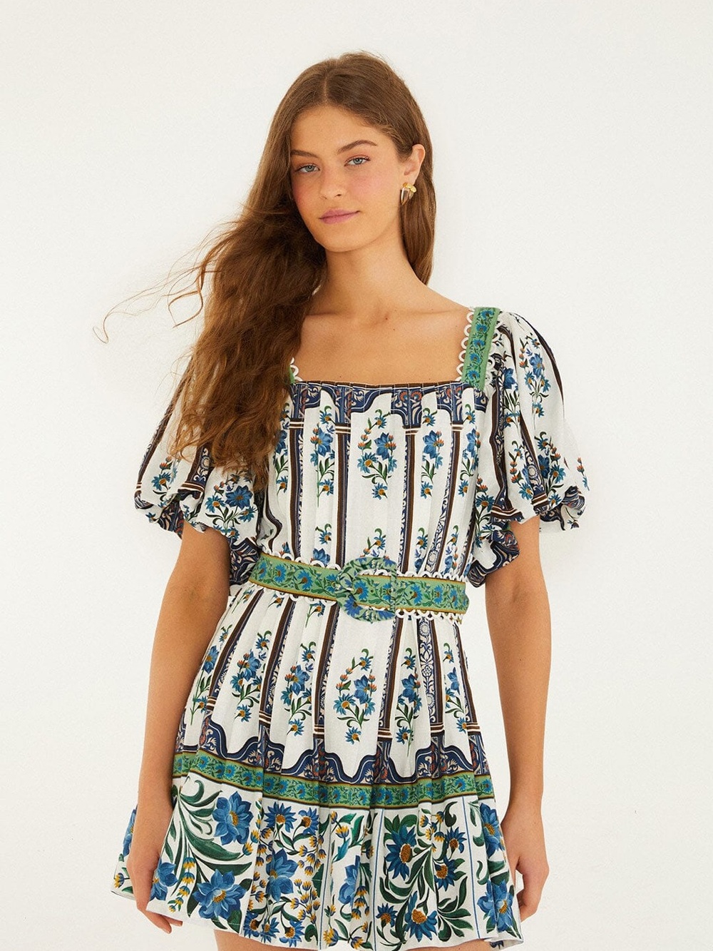 NWT FARM Rio Manoela Off White Belted Mini Dress XS